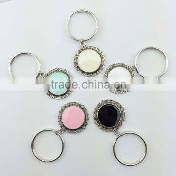 Personalized Vinyl Enamel Disc Filigree Monogram Key Chians photo-3