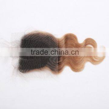 Brazilian Hair Ombre Color Lace Closure 100% Human Body Wave Hair Top Grade 10A Two Tone 1B/27# Ombre Color Lace Closure photo-6
