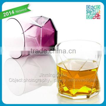 Machine Blown Drinking Brandy Glass Cups Bottom Colored Glass Whiskey Drinking Glass Cups