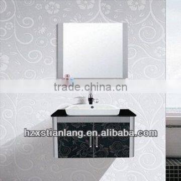 cheap stainless steel bathroom vanity with glass top