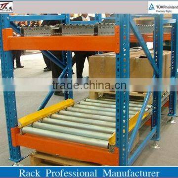 Gravity self-slide warehouse roller rack system, Gravity flow racking