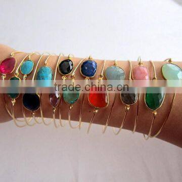 Gemstone Bangle, Gemstone Jewelry, Gemstone Bracelet, Gold, Your Choice of Gem Stone Bracelet, Gem Bracelet, Gem Jewelry,