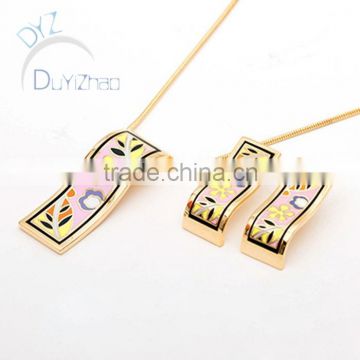 fashionable jewelry newest enamel jewelry set in gold plating