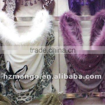 2016 latest Triangle scarf decorate with fur