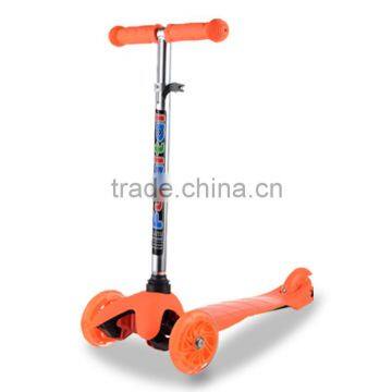 Two front wheels child mini scooter with adjustable height and LED wheel