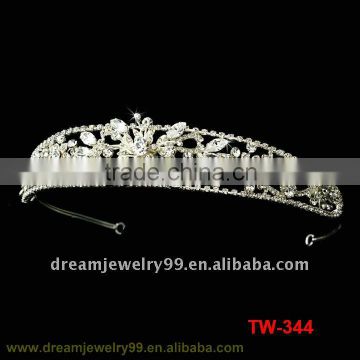 fashion jewelry rhinestones alloy flower tiaras crowns wholesale factory wedding tiara band