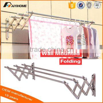 Stainless steel push-pull wall mounted folding clothes drying rack