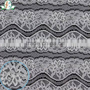 White Nylon Spandex Jacquard Lace Knitted Decorate Lace Fabric