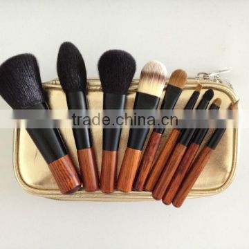 top quality 9pcs goat hair cosmetic travel brush sets