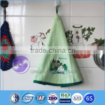 hanging terry round embroidery cotton kitchen hand towels with loop