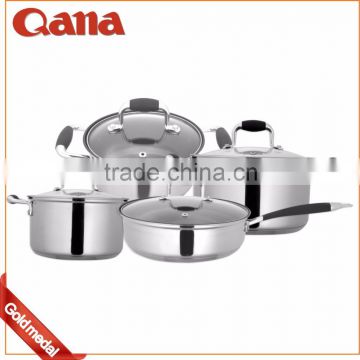 Set of stainless cookware kitchen induction