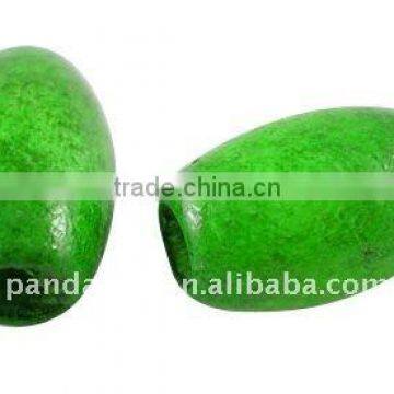 Handmade Wood Beads, Dyed, Rice, Green, about 6x10mm, hole: 3mm(WOOD-TB018-16)