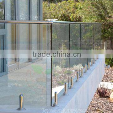 fascia mount stainless steel spigot glass railing for balcony with slot tubular handrail