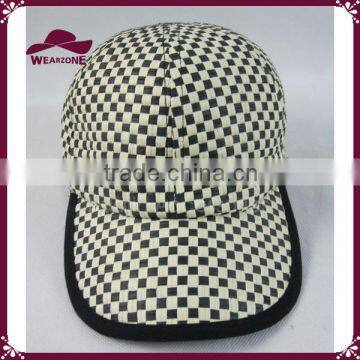 Black and White Plaid Straw Baseball Cap Paper Sun Hat photo-3