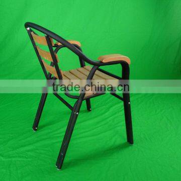 Outdoor Furniture Coffee Shop Aluminum Leisure Wooden Mental Armrest Garden Chair YC009 photo-3
