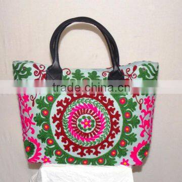 Sujani Embroiedary Leather Handle Bag photo-3