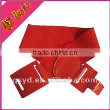 Lady Fashion Hot Red Wide Weaving Elastic Webbing Belt