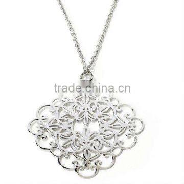 Stately Steel Stainless Steel Filigree Pendant with 27-3/4" Chain vners pendant necklace vners