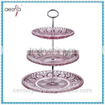 3 Tier Heart Shape Fancy Wedding Glass Snacks food Serving Trays Cake Stand in Dishes & Plates