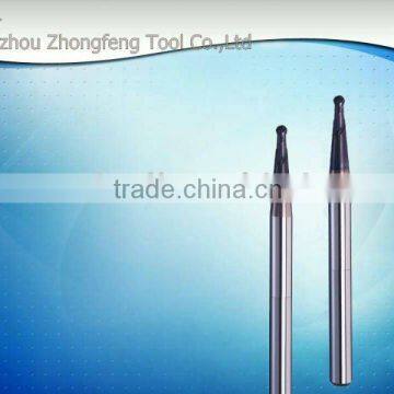 Ultra-fine micro grain long shank taper neck ball nose cutting tool