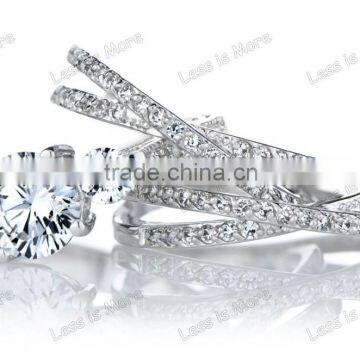 New 925 Silver cz Three Stone Ring ,engagement Ring Set photo-4