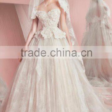 (MY110407) MARRY YOU New Design Suzhou Wedding Dress Lace Bodice Sweetheart Bridal Gown