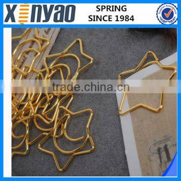 hight quality promotional gifts custom logo metal gold star shape paper clips