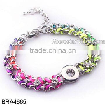 Hot New Products for 2015 Multichain Colorful Rope Custom Snap Button Bracelet