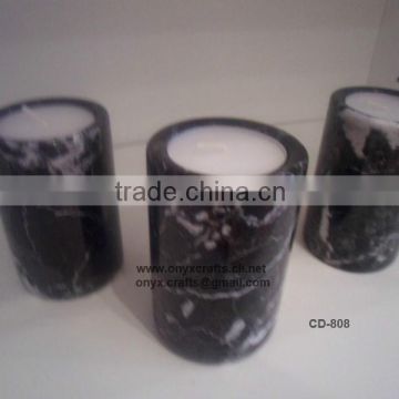 Black Zebra Marble Clyinder Candle Holder