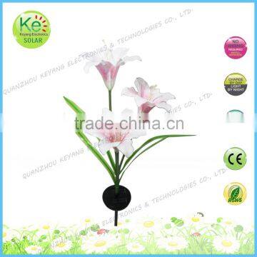 Courtyard lighten flowers solar triple lily stake light