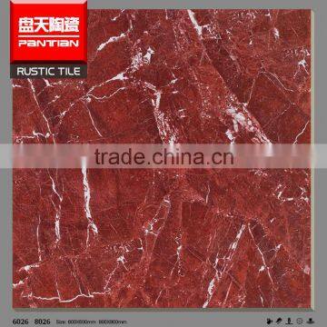 Red floor design ceramic tiles price 60x60 glaze polished porcelain tile