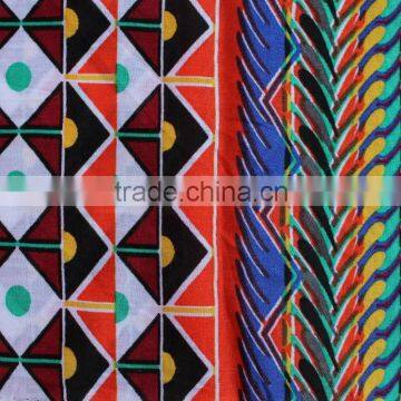 Zig Zag Stripe Diamond Shape Printed Polyester Cotton Rayon Blend Fabric photo-2