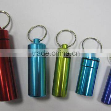 Aluminum metal pill box with key chain