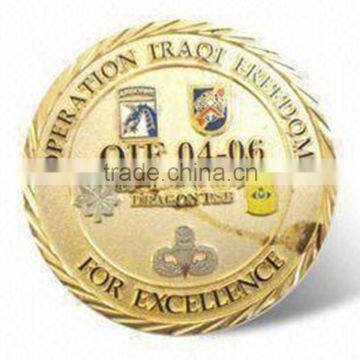 Factory custom made golden metal challenge coins