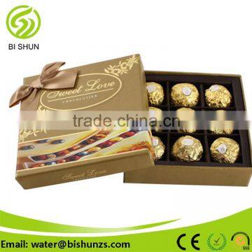 Colorful chocolate paper packaging box with ribbon