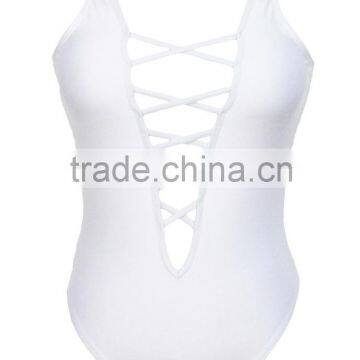 White Sexy Plunge Crisscross Open Bikini With Scoop Back PW- LC41071 photo-3