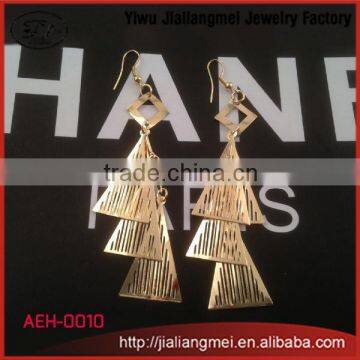 Wholesale New Trend Gold Filled Multiple Triangle Pave Chandelier Earrings