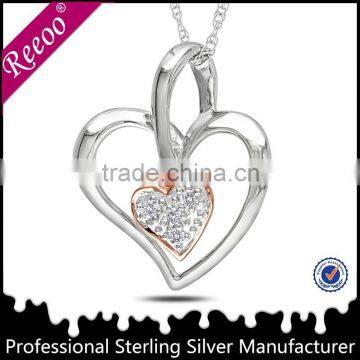 China 2014 silver jewelry necklace, latest heart fashion jewelry necklace