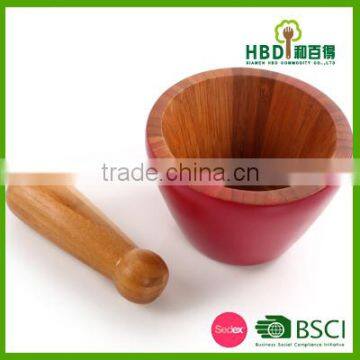 2016 new products colorful bamboo mortar and pestle wholesale