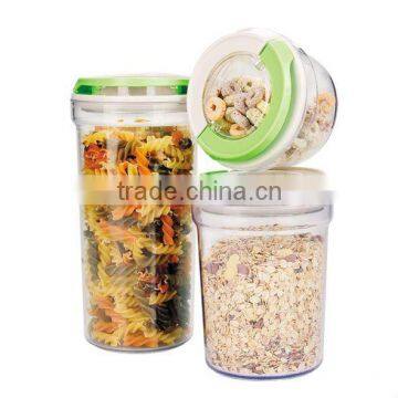 SINOGLASS 3 Pcs Round Plastic Rainbow Lock Airtight Storage Jar Set