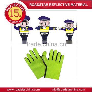 Double reflective side pvc prismatic reflective glove for police