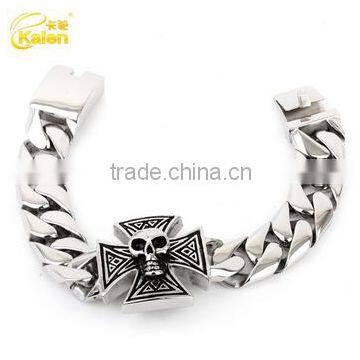 wholesale shiny stainless steel skull charms jewelry masai bracelet