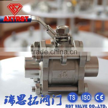 3pc Superior quality welding thread Stainless steel floating ball valve