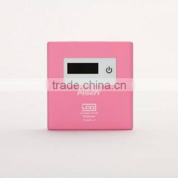 Pisen Power Bank,LCD Power Station (5000 mAh) (Multi Color Option) pink white blue