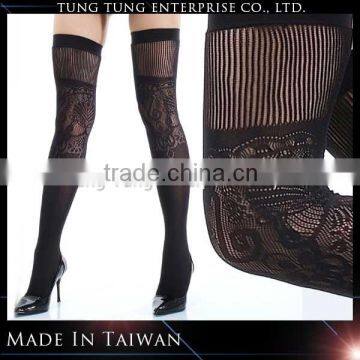 Jacquard sexy black tube stocking