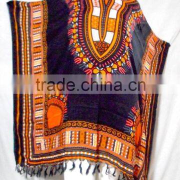 Vintage Retro HIPPIE BOHO GYPSY ART Music Festival African Dashiki Fringe Shirt Shirts BLACK photo-2