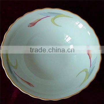 decals with yellow line ceramic salad bowl porcelain salad bowl