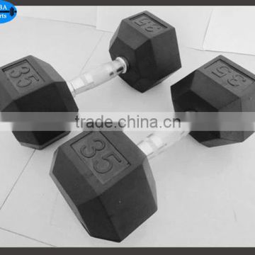 Black Rubber Coated Hex Dumbbells