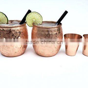 Pure Copper Moscow Mule Mug with Copper Shot Glass ,Copper Moscow Shot Glasses, Set of 2
