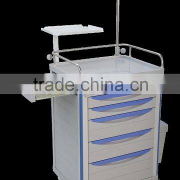 KL-ET600C Plastic Medical Trolley With Drawer Medical Emergency Trolley